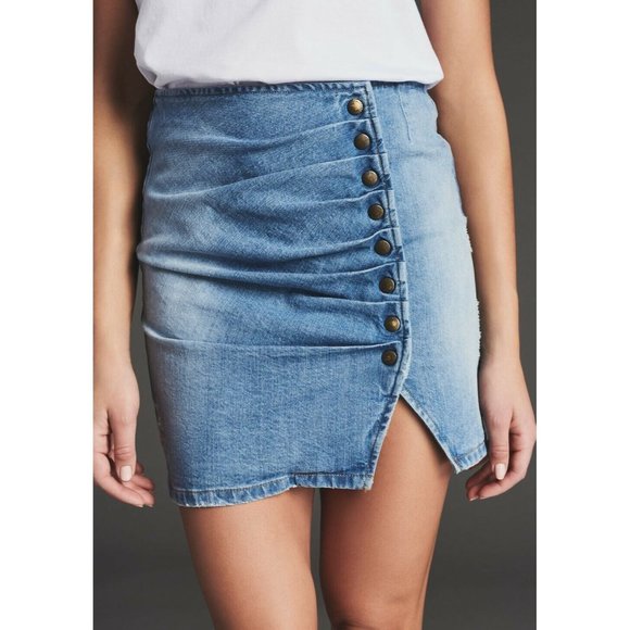 retrofete Willa Skirt Mini Light Blue Stone Denim - Picture 2 of 6